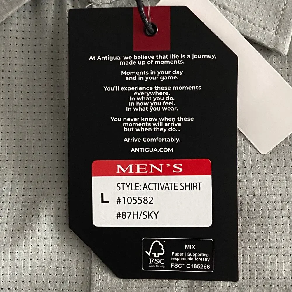 Antigua Texas A&M Shirt Activate Woven Short Sleeve Button-Up Shirt Gray NEW - Picture 10 of 14